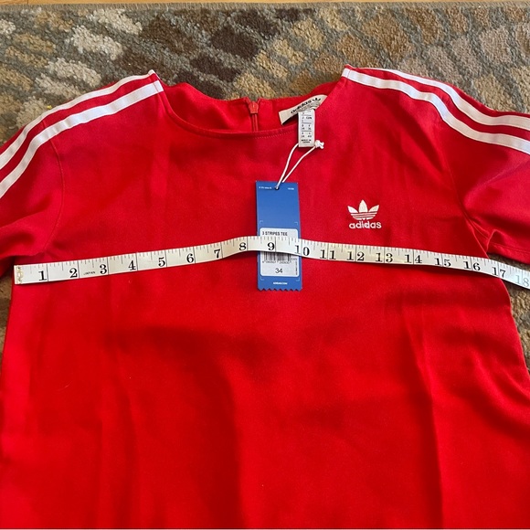 Adidas Red 3 Stripes Tee Jersey - Picture 5 of 13